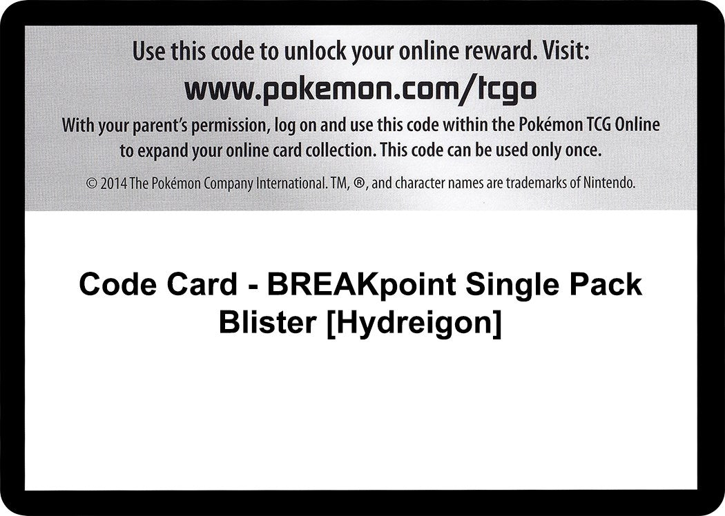 Image for Code Card - BREAKpoint Single Pack Blister [Hydreigon] (BKP) - Pokemon