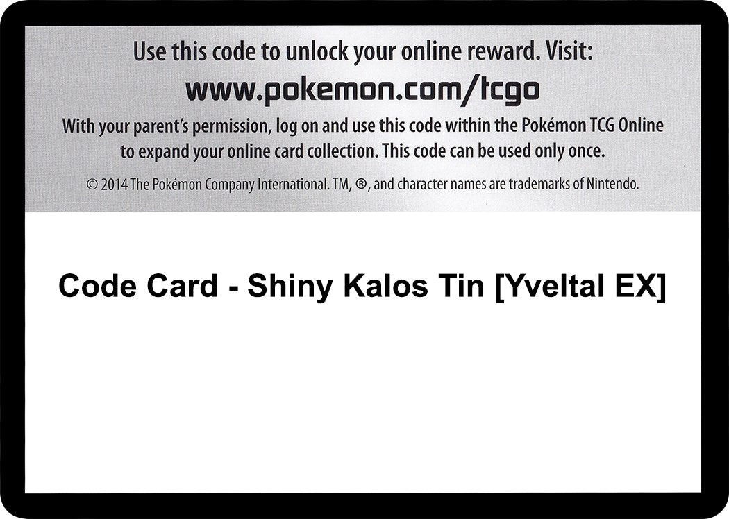 Image for Code Card - Shiny Kalos Tin [Yveltal EX] (FCO) - Pokemon