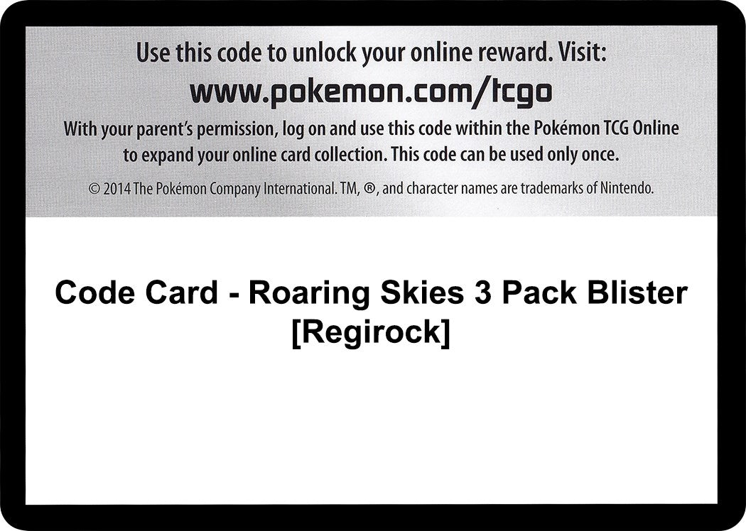 Image for Code Card - Roaring Skies 3 Pack Blister [Regirock] (ROS) - Pokemon