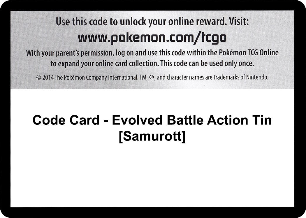 Image for Code Card - Evolved Battle Action Tin [Samurott] (EPO) - Pokemon