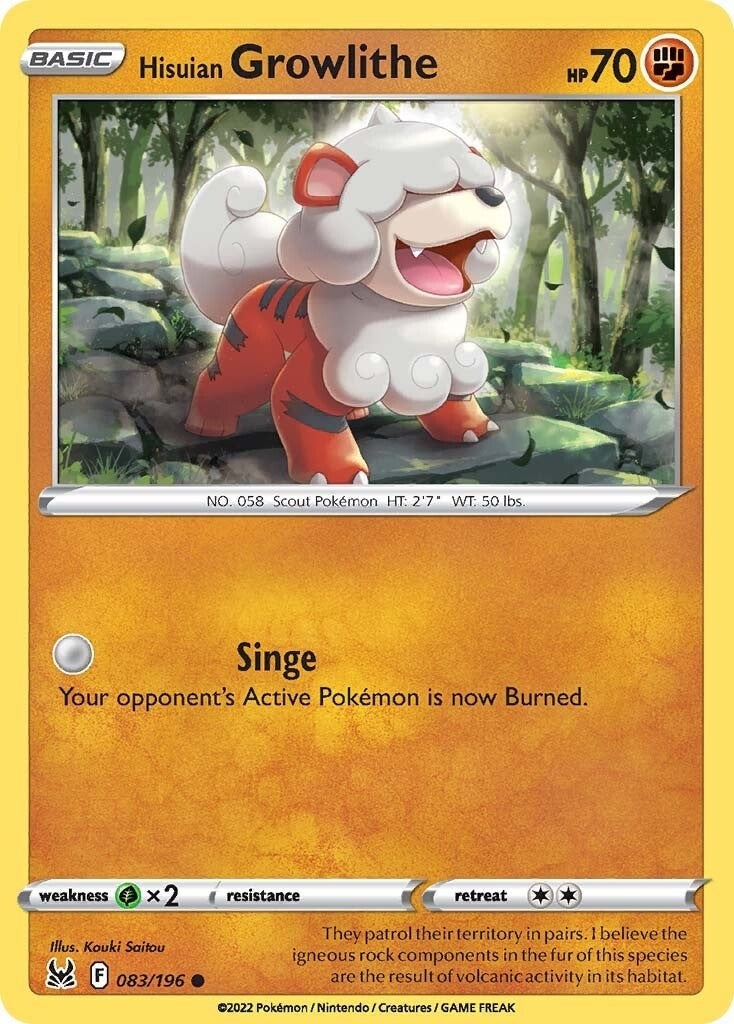 Image for Hisuian Growlithe (083/196) (SWSH11) - Pokemon