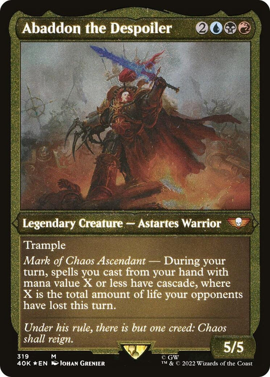 Image for Abaddon the Despoiler (Display Commander) (Foil Etched) - Thick Stock (319) (40K) - Magic: The Gathering