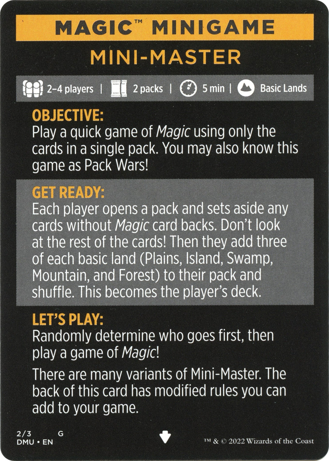 Image for Magic Minigame: Mini-Master (2) (DMU) - Magic: The Gathering