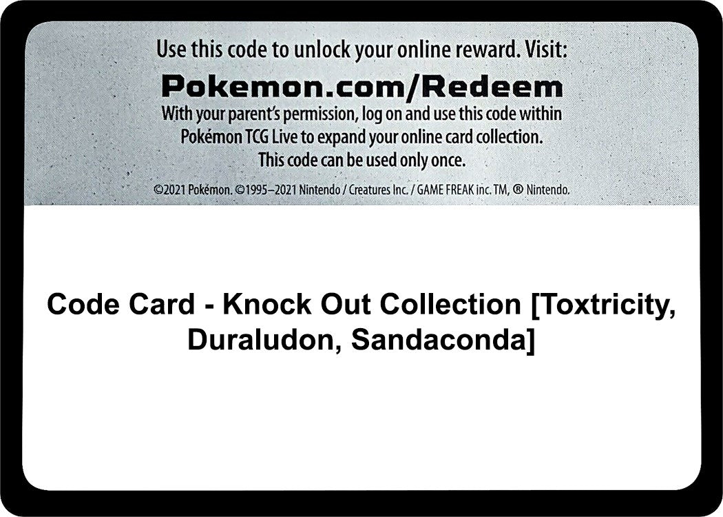 Image for Code Card - Knock Out Collection [Toxtricity, Duraludon, Sandaconda] (MCAP) - Pokemon