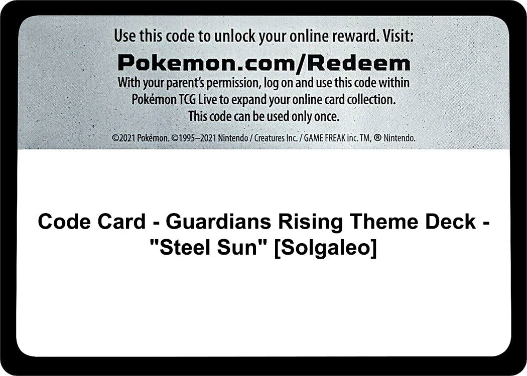 Image for Code Card - Guardians Rising Theme Deck - "Steel Sun" [Solgaleo] (SM02) - Pokemon