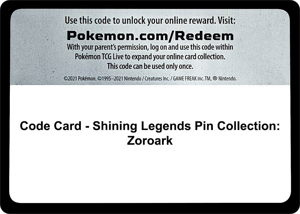 Image for Code Card - Shining Legends Pin Collection: Zoroark (SHL) - Pokemon