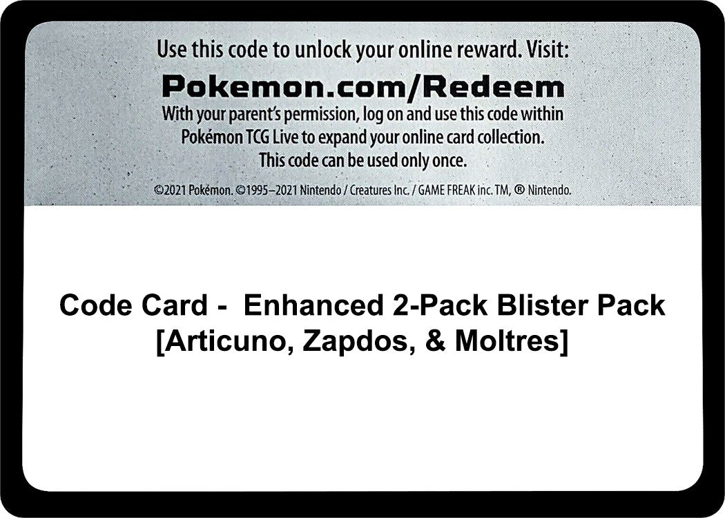 Image for Code Card - Enhanced 2-Pack Blister Pack [Articuno, Zapdos, & Moltres] (WCD) - Pokemon