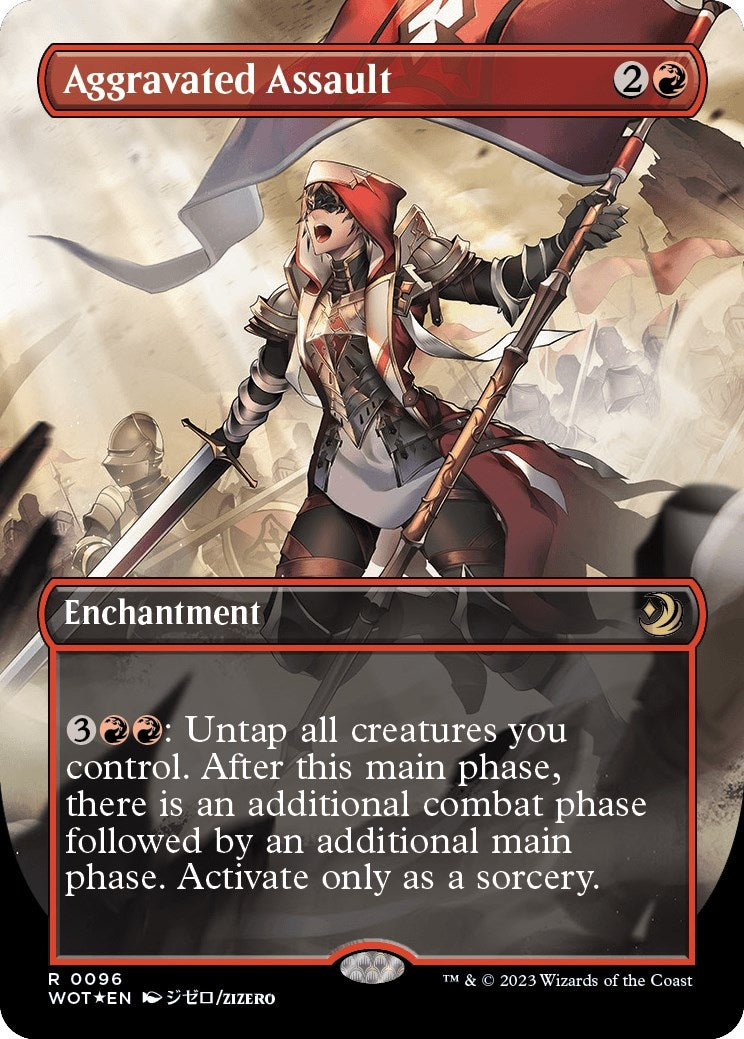 Image for Aggravated Assault (Anime Borderless) (Confetti Foil) (96) (WOT) - Magic: The Gathering
