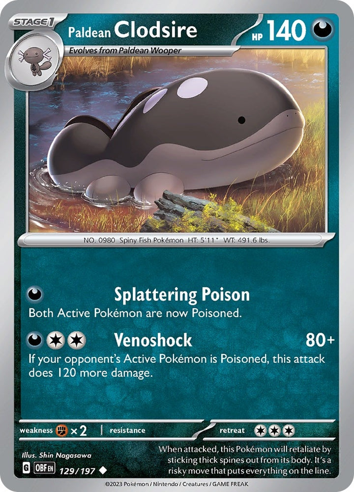 Image for Paldean Clodsire (129/197) (OBF) - Pokemon
