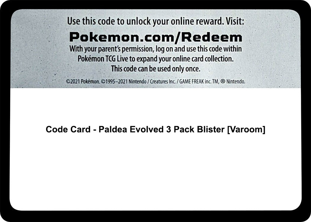 Image for Code Card - Paldea Evolved 3 Pack Blister [Varoom] (PAL) - Pokemon