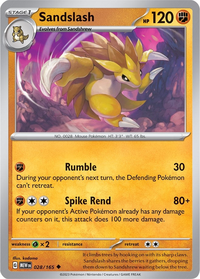 Image for Sandslash (028/165) (MEW) - Pokemon