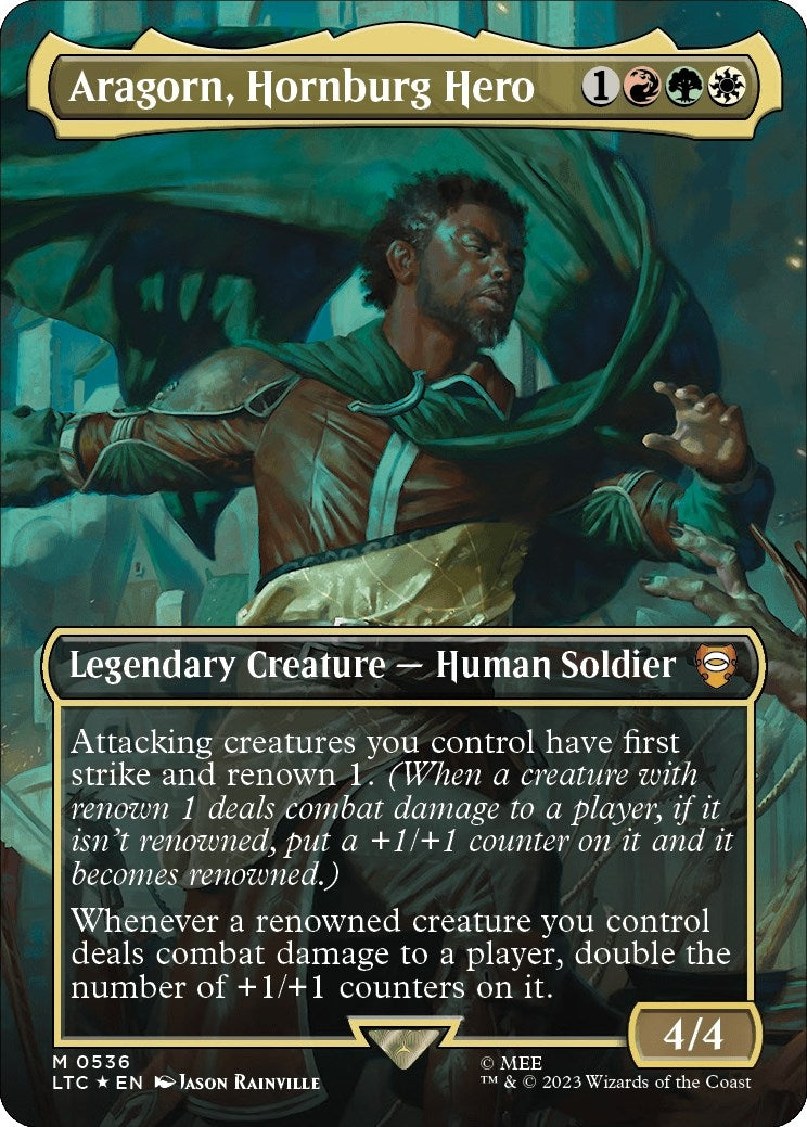 Image for Aragorn, Hornburg Hero (Borderless) (Surge Foil) (536) (LTC) - Magic: The Gathering