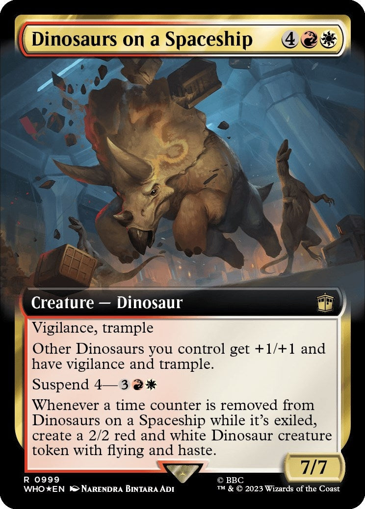 Image for Dinosaurs on a Spaceship (Extended Art) (Surge Foil) (999) - Magic: The Gathering