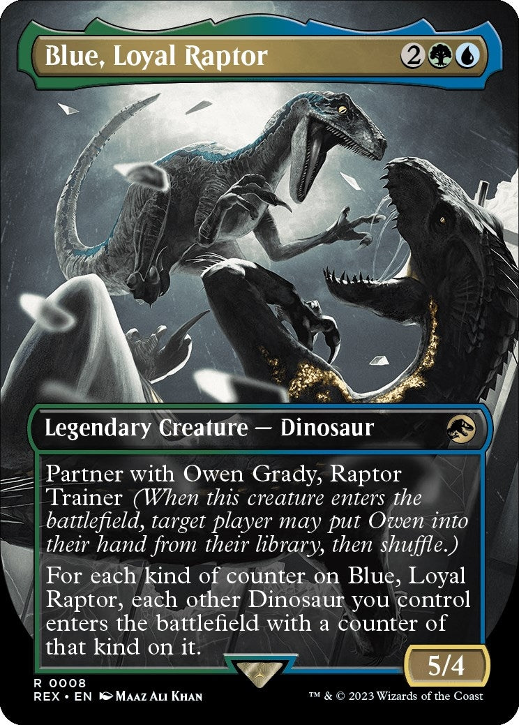 Image for Blue, Loyal Raptor (Borderless) (8) - Magic: The Gathering