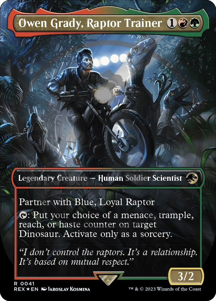Image for Owen Grady, Raptor Trainer (Borderless) (Emblem) (41) - Magic: The Gathering