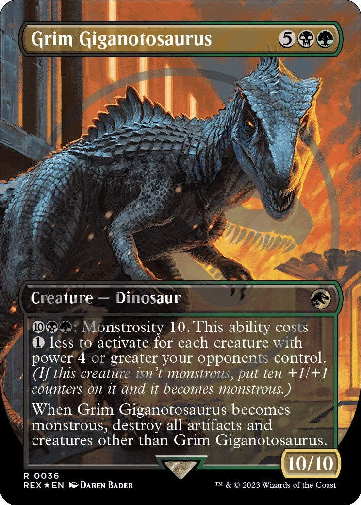 Image for Grim Giganotosaurus (Borderless) (Emblem) (36) - Magic: The Gathering