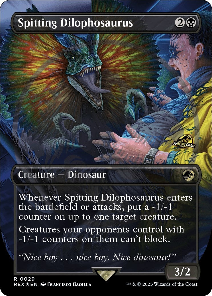 Image for Spitting Dilophosaurus (Borderless) (Emblem) (29) - Magic: The Gathering