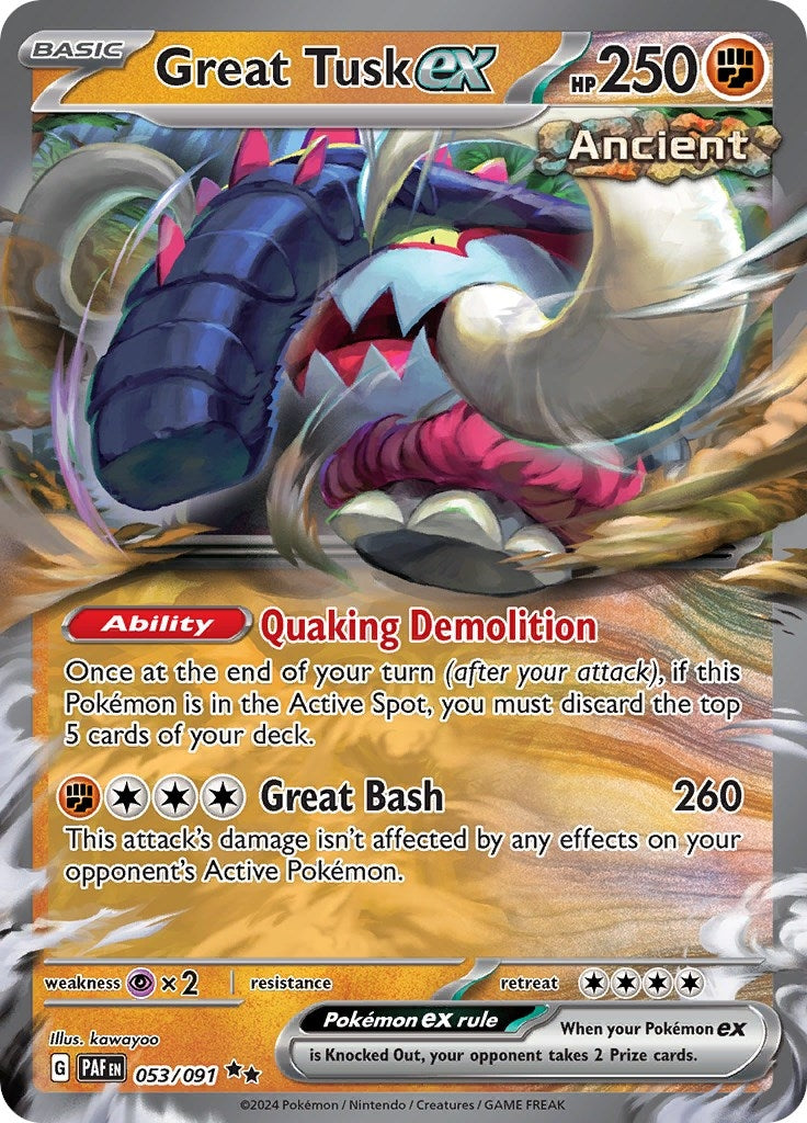 Image for Great Tusk ex (053/091) (PAF) - Pokemon
