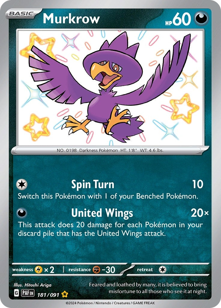 Image for Murkrow (181/091) (PAF) - Pokemon