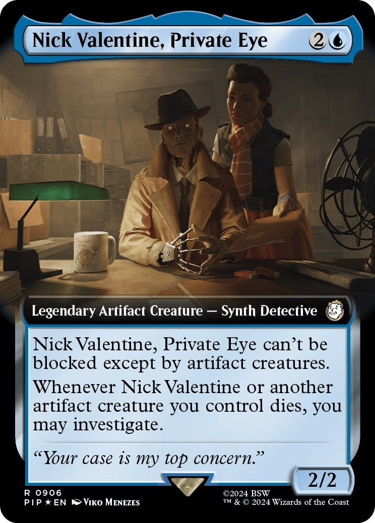 Image for Nick Valentine, Private Eye (Extended Art) (Surge Foil) (906) - Magic: The Gathering
