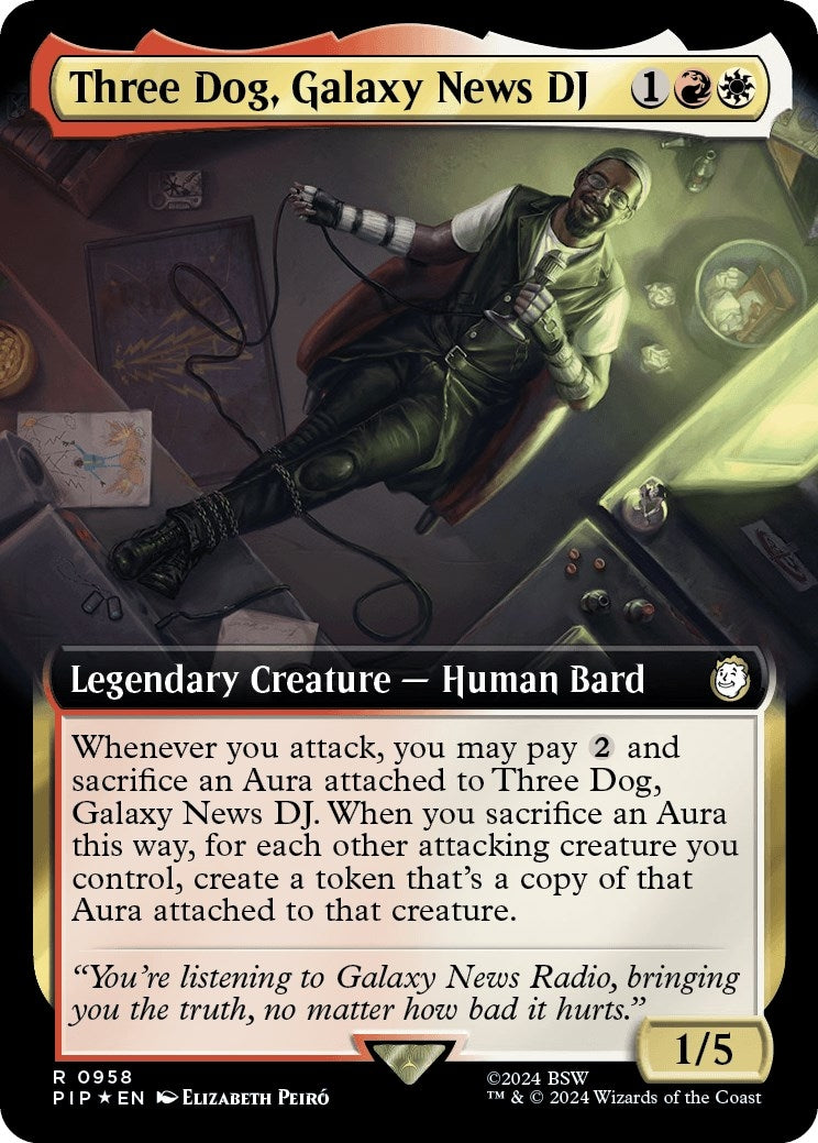 Image for Three Dog, Galaxy News DJ (Extended Art) (Surge Foil) (958) - Magic: The Gathering