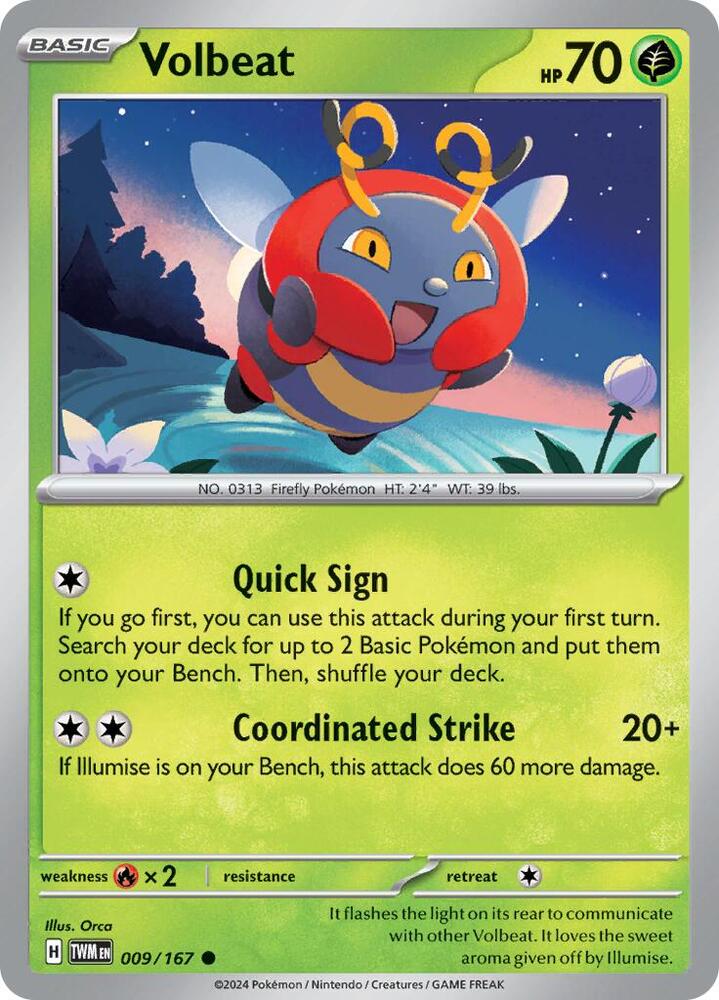 Image for Volbeat (009/167) (TWM) - Pokemon