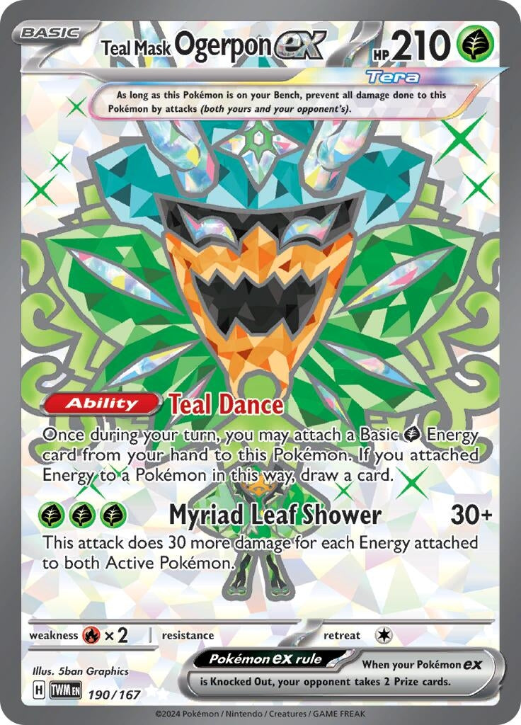 Image for Teal Mask Ogerpon ex (190/167) (TWM) - Pokemon