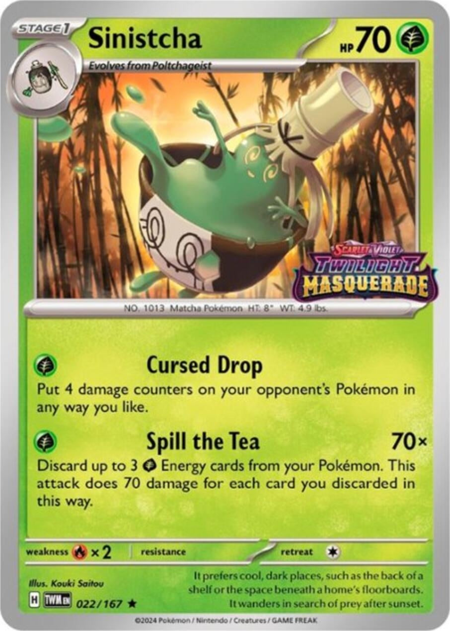 Image for Sinistcha - 022/167 (Twilight Masquerade Stamped) (022/167) (MCAP) - Pokemon