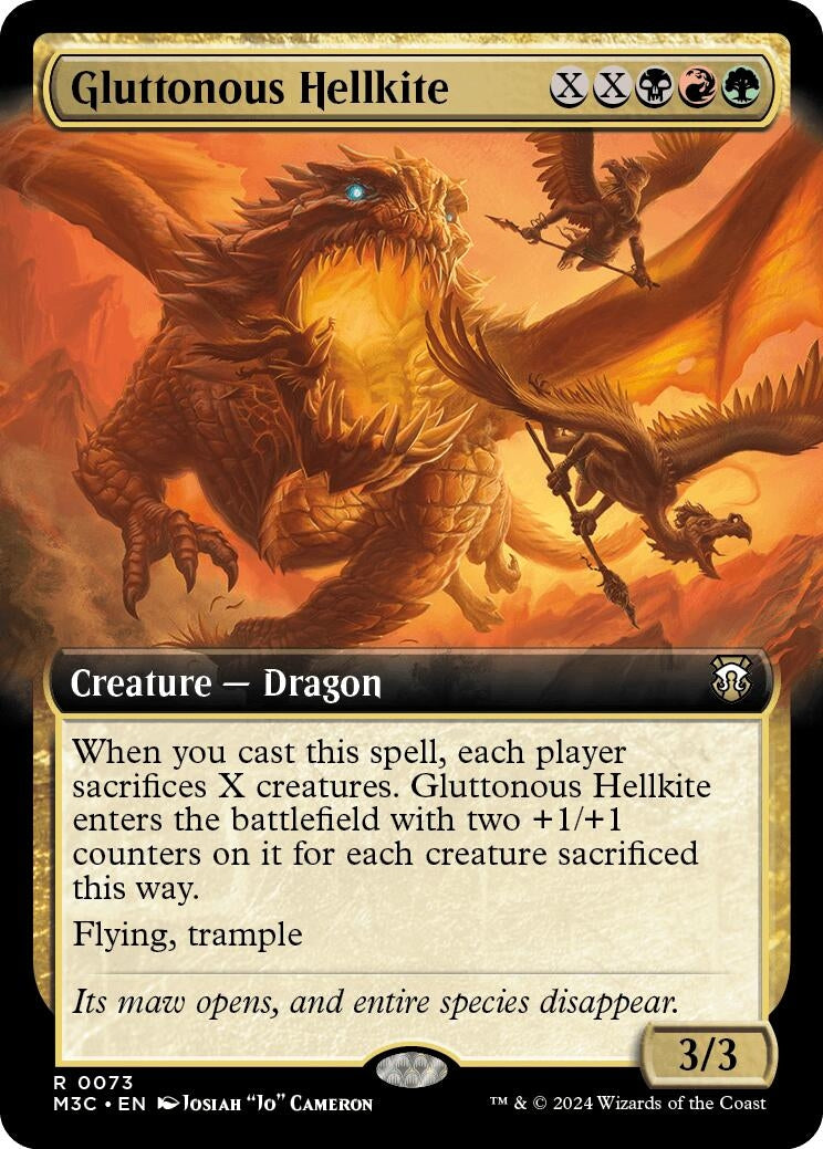 Image for Gluttonous Hellkite (Extended Art) (73) (M3C) - Magic: The Gathering