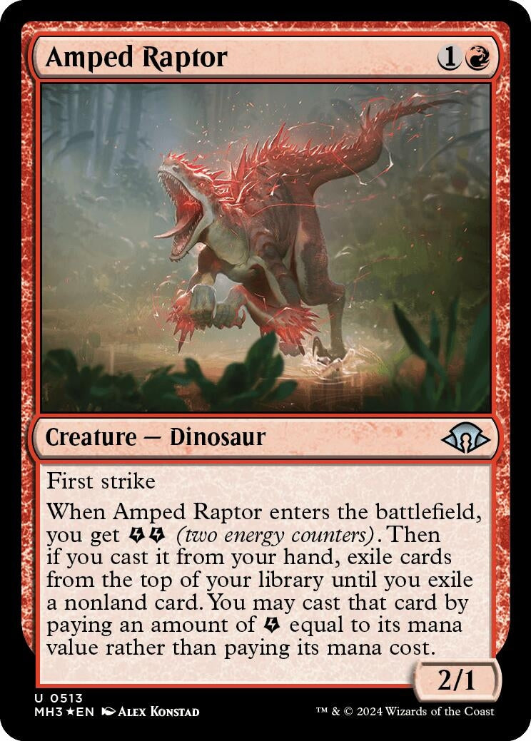 Image for Amped Raptor (Ripple Foil) (513) (MH3) - Magic: The Gathering