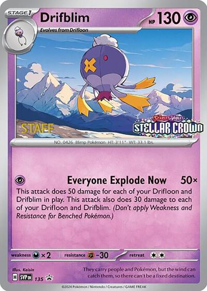 Image for Drifblim - 135 (Prerelease) [Staff] (135) (SVP) - Pokemon