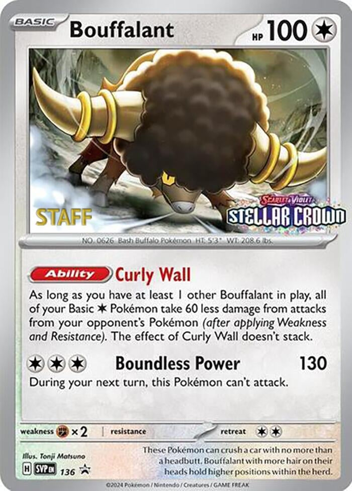 Image for Bouffalant - 136 (Prerelease) [Staff] (136) (SVP) - Pokemon