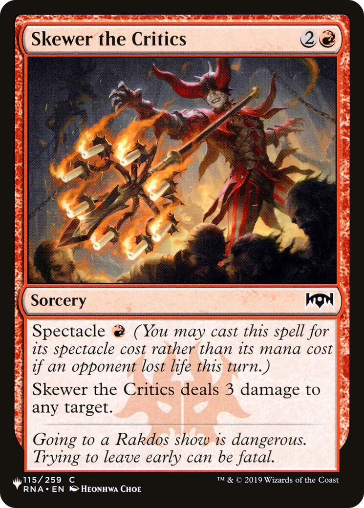 Image for Skewer the Critics (115/259) (LIST) - Magic: The Gathering