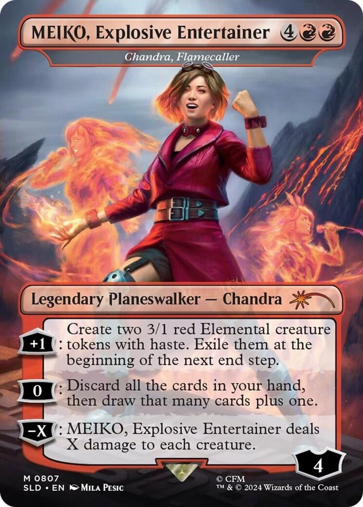 Image for MEIKO, Explosive Entertainer - Chandra, Flamecaller (Rainbow Foil) (807) - Magic: The Gathering