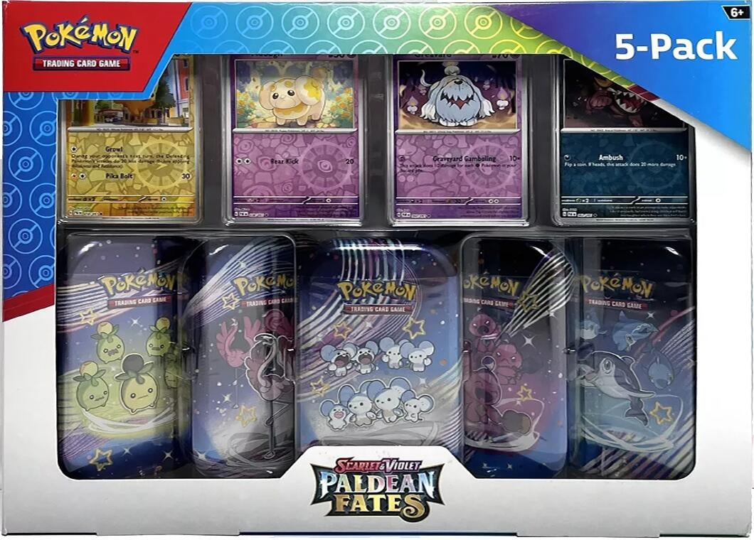 Image for Costco Pokemon Scarlet & Violet Paldean Fates Mini Tin 5-pack - Pokemon
