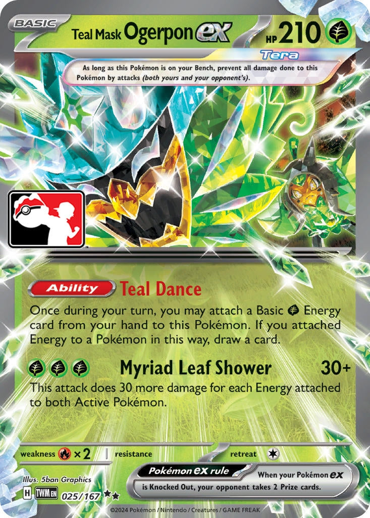 Image for Teal Mask Ogerpon ex - 025/167 (Prize Pack Series 6) (025/167) - Pokemon