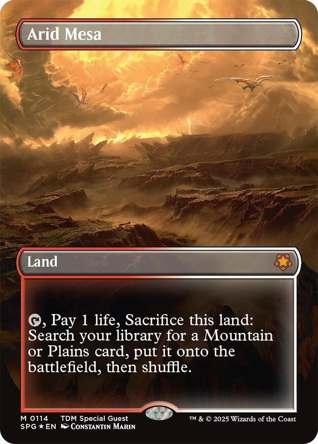 Image for Arid Mesa (Borderless) (Dragonscale Foil) (114) - Magic: The Gathering