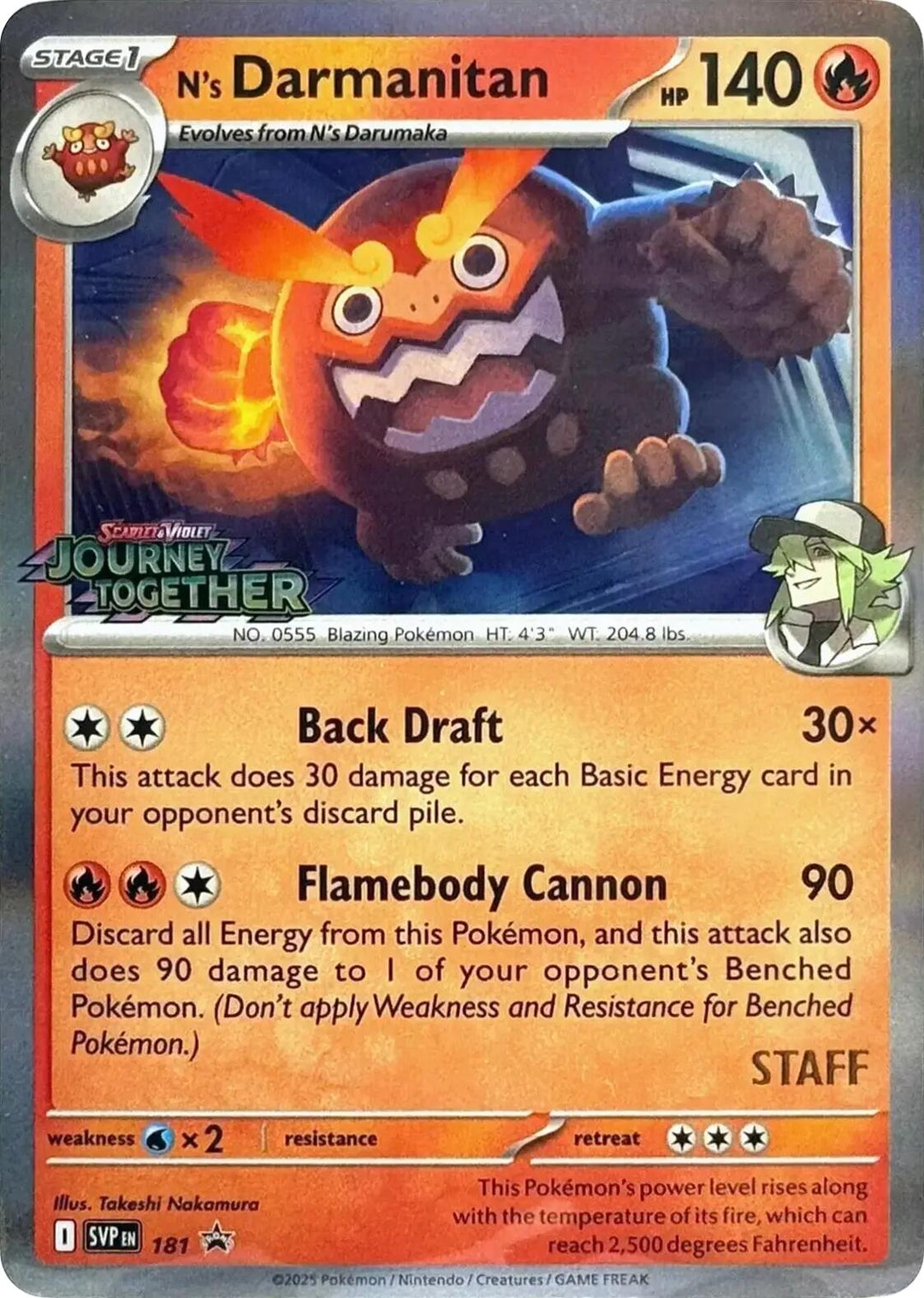 Image for N's Darmanitan - 181 (Prerelease) [Staff] (181) (SVP) - Pokemon