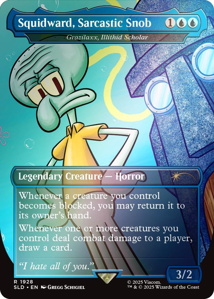 Image for Squidward, Sarcastic Snob - Grazilaxx, Illithid Scholar (Rainbow Foil) (1928) - Magic: The Gathering