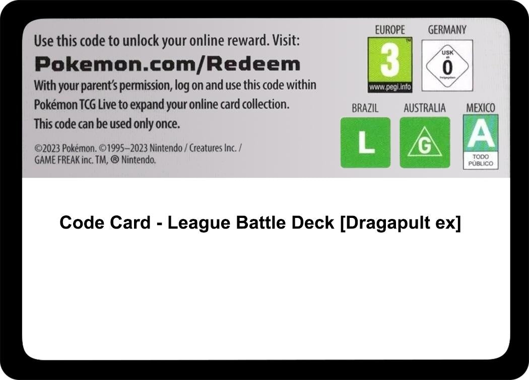 Image for Code Card - League Battle Deck [Dragapult ex] (TEF) - Pokemon