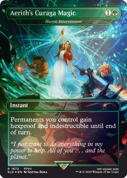 Image for Aerith's Curaga Magic - Heroic Intervention (Rainbow Foil) (1872) (SLD) - Magic: The Gathering