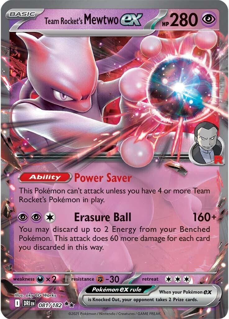 Image for Team Rocket's Mewtwo ex (081/182) (DRI) - Pokemon