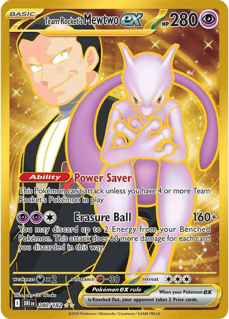 Image for Team Rocket's Mewtwo ex (240/182) (DRI) - Pokemon