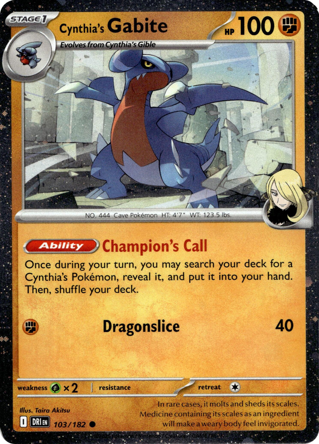 Image for Cynthia's Gabite (Cosmos Holo) (103/182) (MCAP) - Pokemon