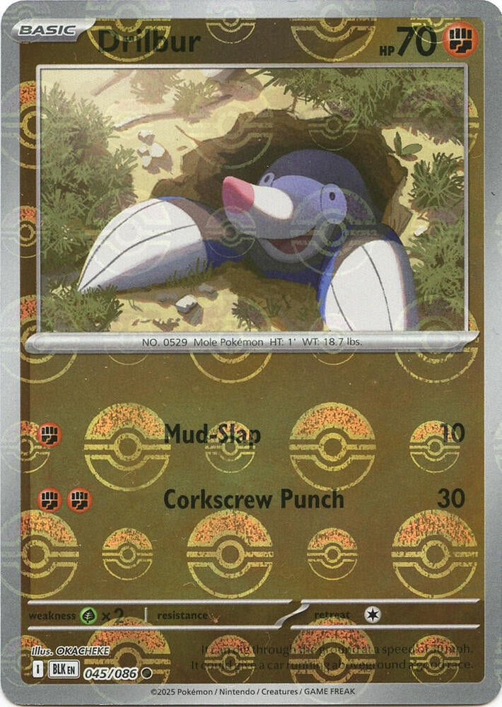 Drilbur (Poke Ball Pattern) (045/086) (BLK)