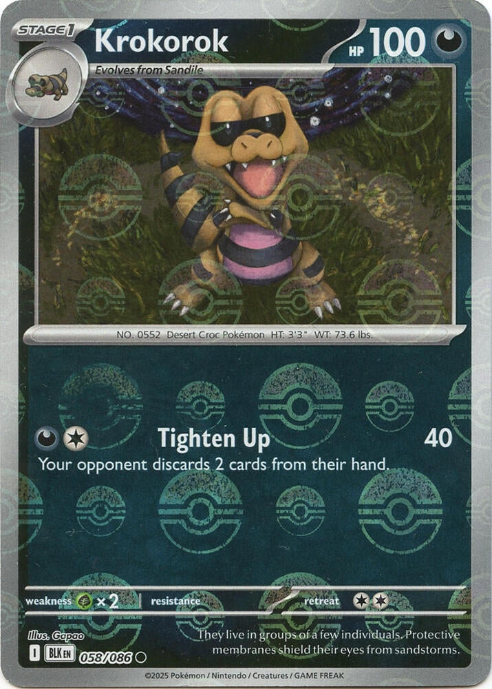 Krokorok (Poke Ball Pattern) (058/086) (BLK)