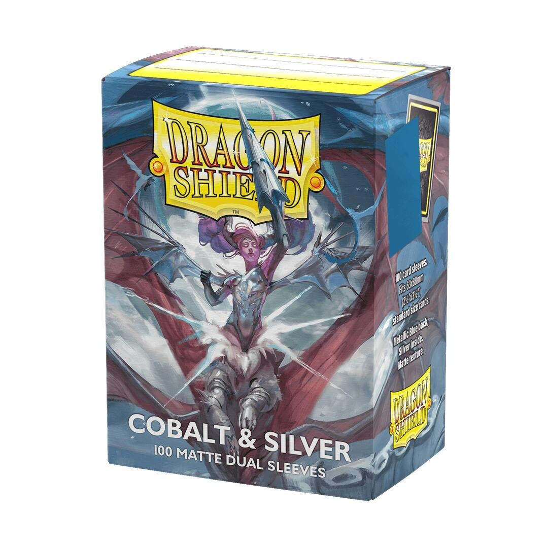 Image for Dragon Shield Dual Matte Standard Sleeves - Cobalt & Silver (100-Pack) - Card Sleeves
