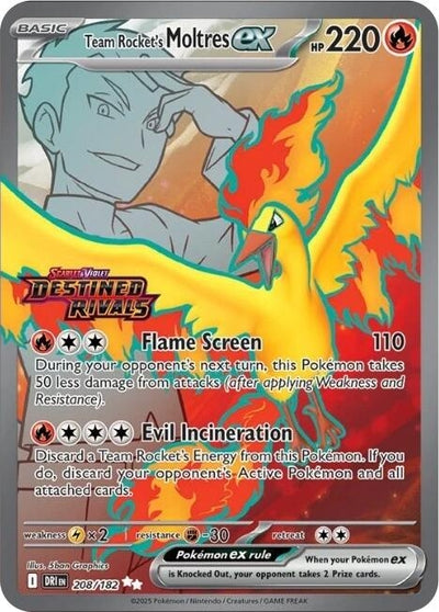 Team Rocket's Moltres ex - 208/182 (Destined Rivals Stamp) (208/182) (MCAP)