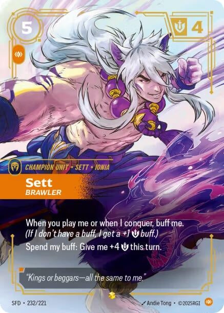 Image for Sett - Brawler (Overnumbered) (232/221) (SPF) - Riftbound: League of Legends Trading Card Game