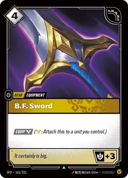 Image for B.F. Sword (161/221) (SPF) - Riftbound: League of Legends Trading Card Game
